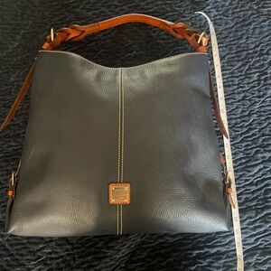 Dooney & Bourke pebble grain navy leather hobo shoulder bag red lining large